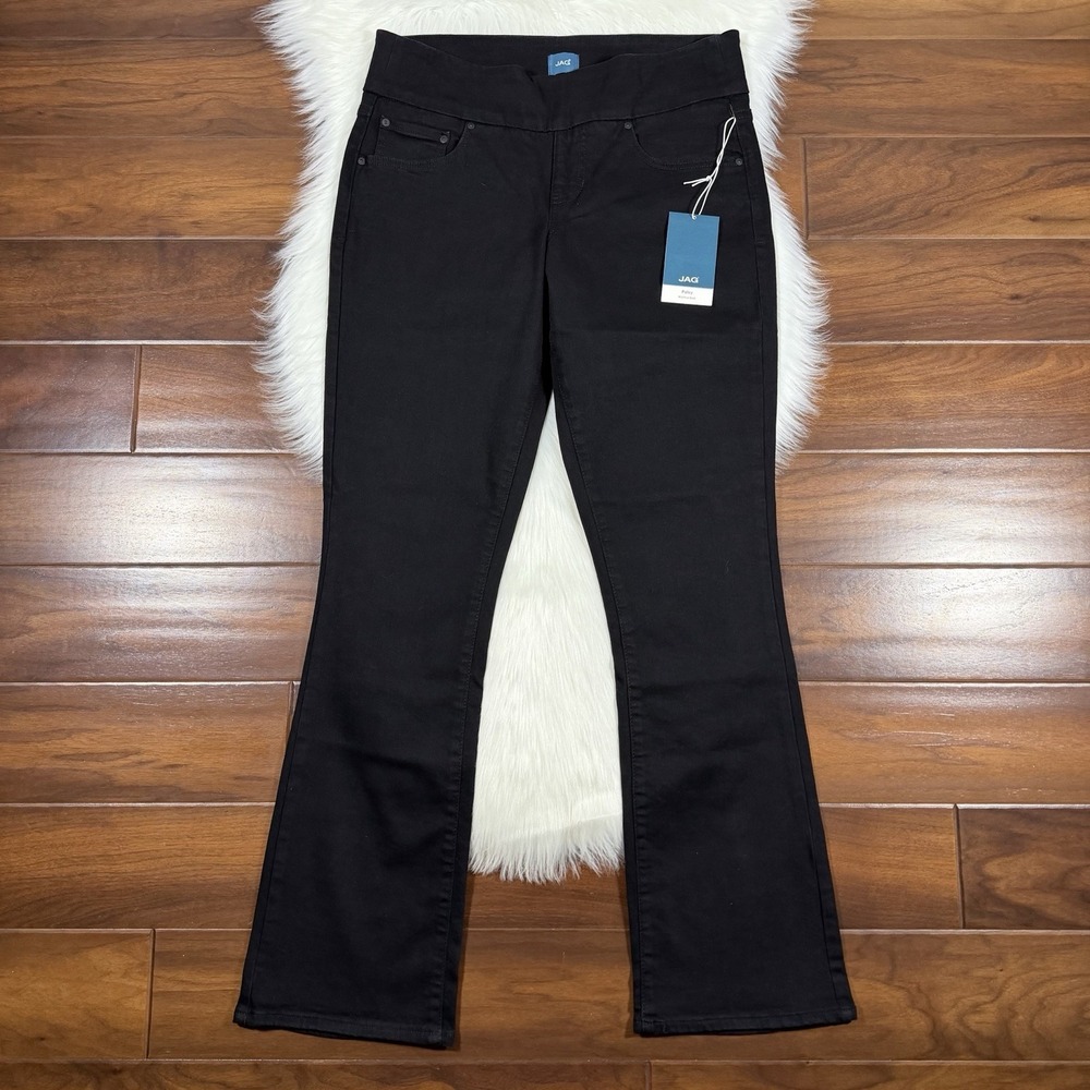 Jag Jeans Women's Size 10 Black Paley Mid Rise Boot Leg Pull On Denim Jeans